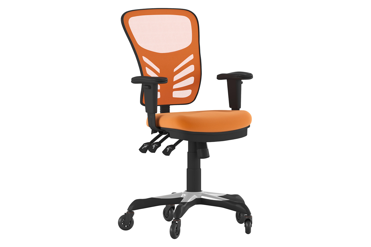 BLNK Nicholas Mid-Back Mesh Multifunction Executive Swivel Ergonomic Office Chair with Adjustable Arms and Transparent Roller Wheels - Orange