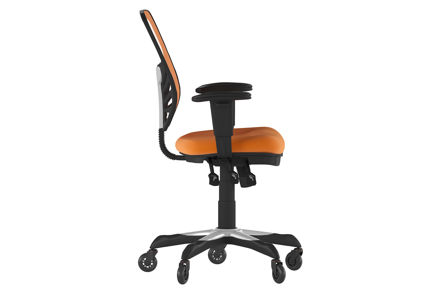 BLNK Nicholas Mid-Back Mesh Multifunction Executive Swivel Ergonomic Office Chair with Adjustable Arms and Transparent Roller Wheels - Orange