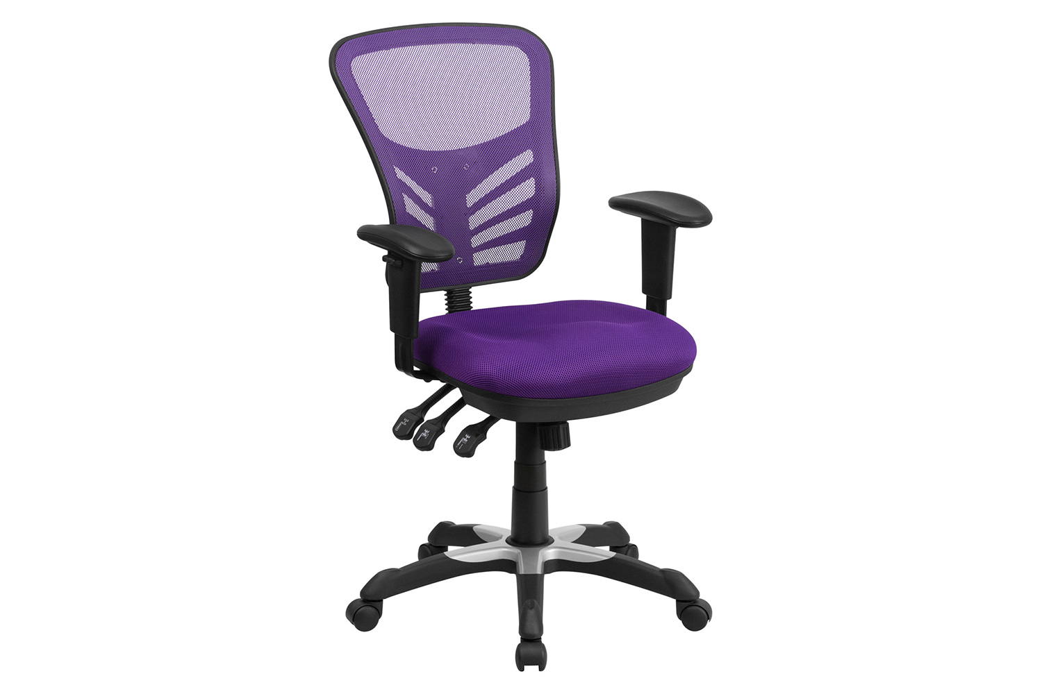 BLNK Nicholas Mid-Back Mesh Multifunction Executive Swivel Ergonomic Office Chair with Adjustable Arms - Purple