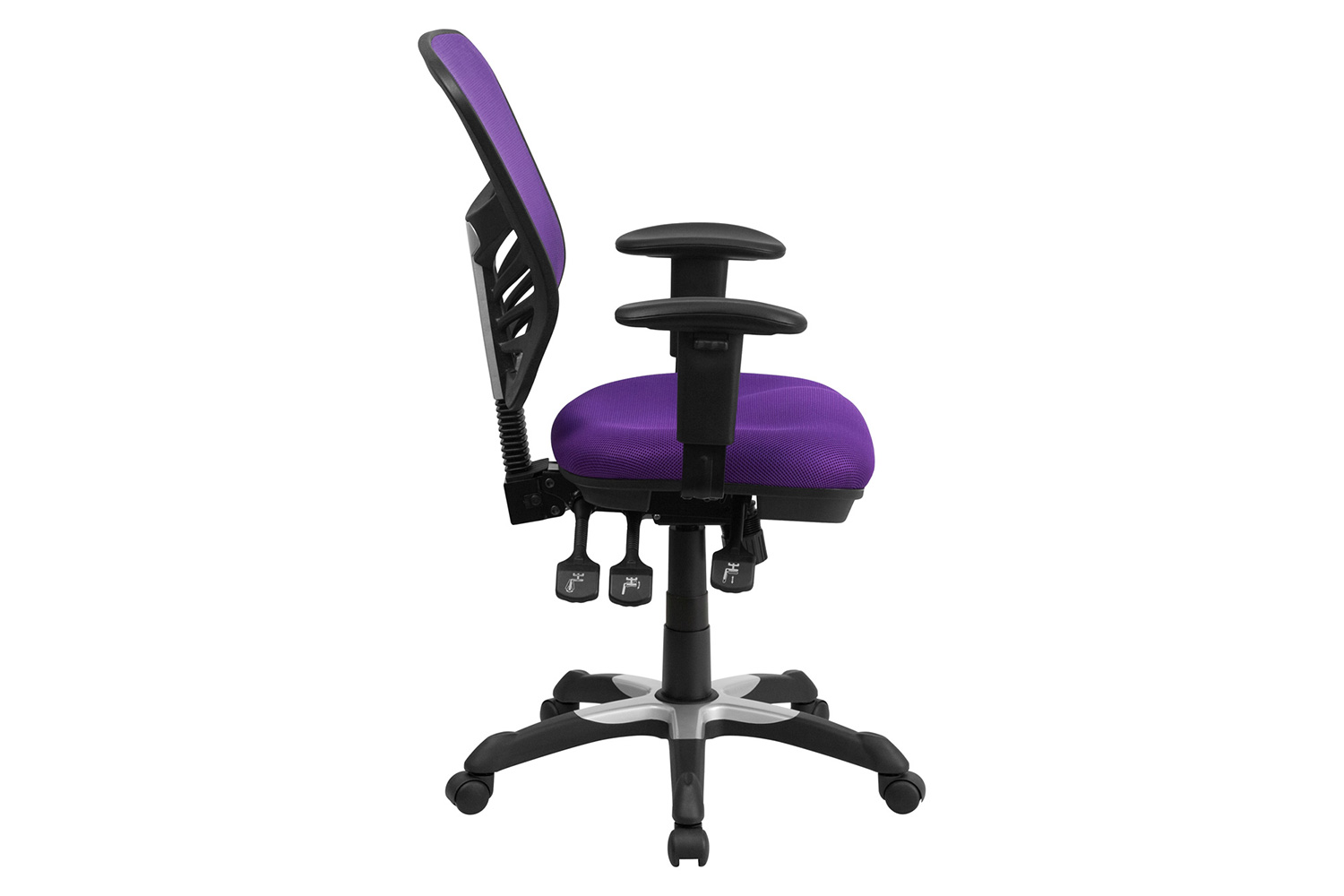 BLNK Nicholas Mid-Back Mesh Multifunction Executive Swivel Ergonomic Office Chair with Adjustable Arms - Purple