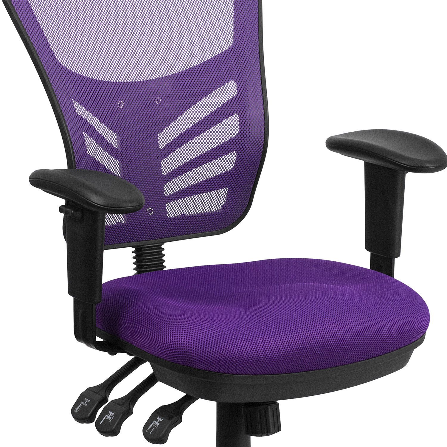 BLNK Nicholas Mid-Back Mesh Multifunction Executive Swivel Ergonomic Office Chair with Adjustable Arms - Purple