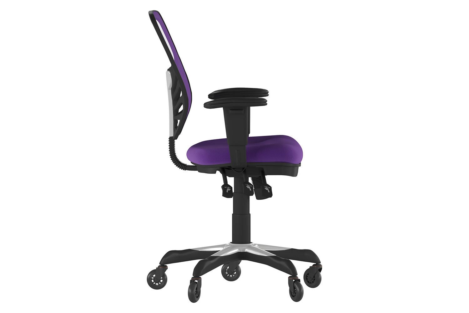 BLNK Nicholas Mid-Back Mesh Multifunction Executive Swivel Ergonomic Office Chair with Adjustable Arms and Transparent Roller Wheels - Purple