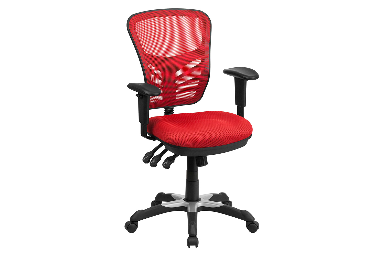 BLNK Nicholas Mid-Back Mesh Multifunction Executive Swivel Ergonomic Office Chair with Adjustable Arms - Red