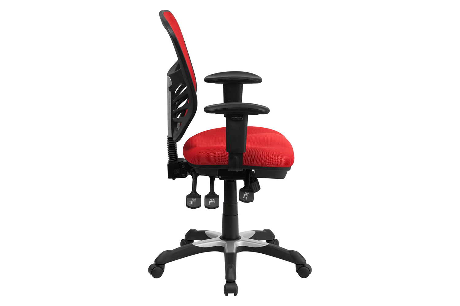 BLNK Nicholas Mid-Back Mesh Multifunction Executive Swivel Ergonomic Office Chair with Adjustable Arms - Red