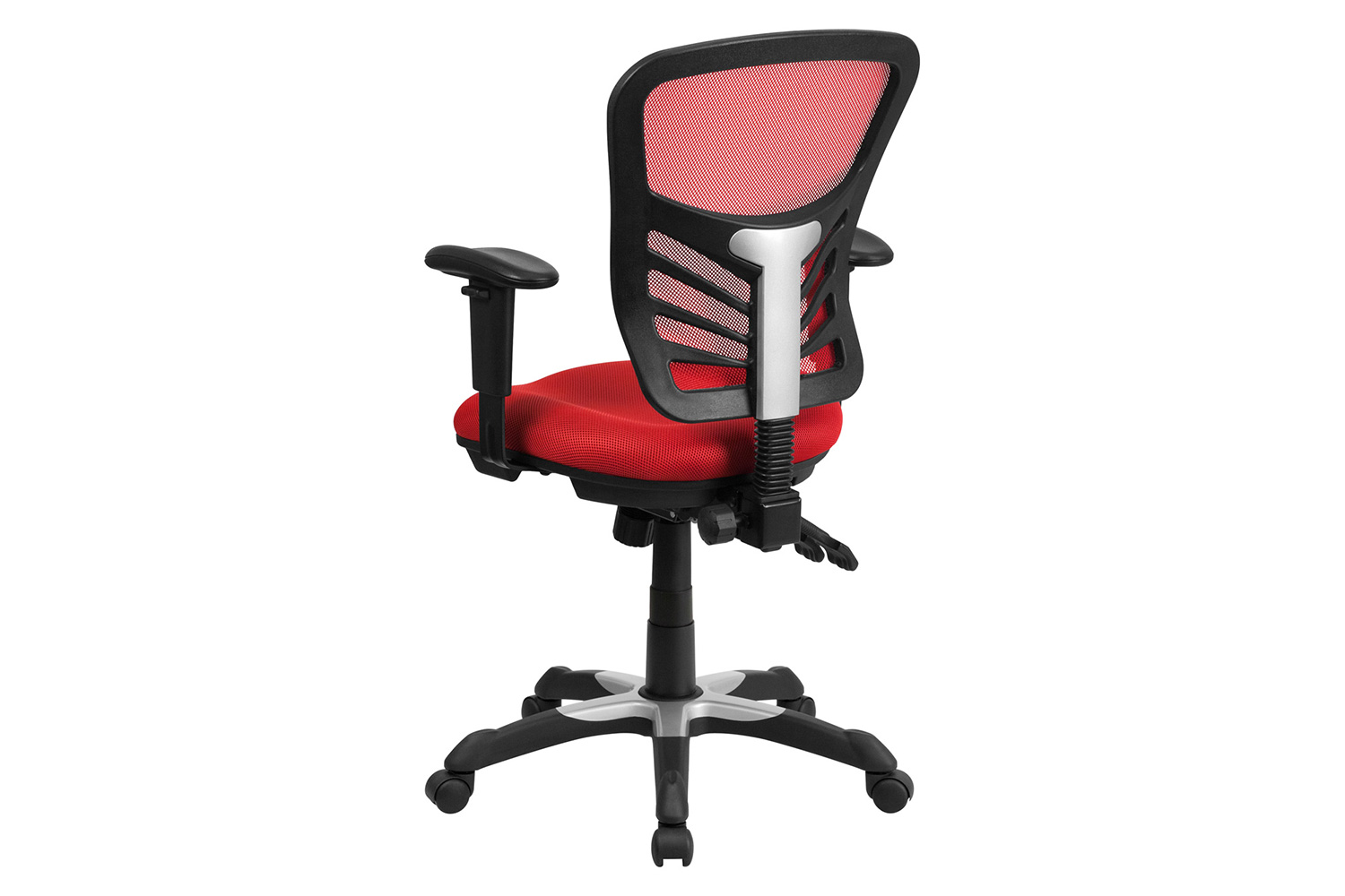 BLNK Nicholas Mid-Back Mesh Multifunction Executive Swivel Ergonomic Office Chair with Adjustable Arms - Red