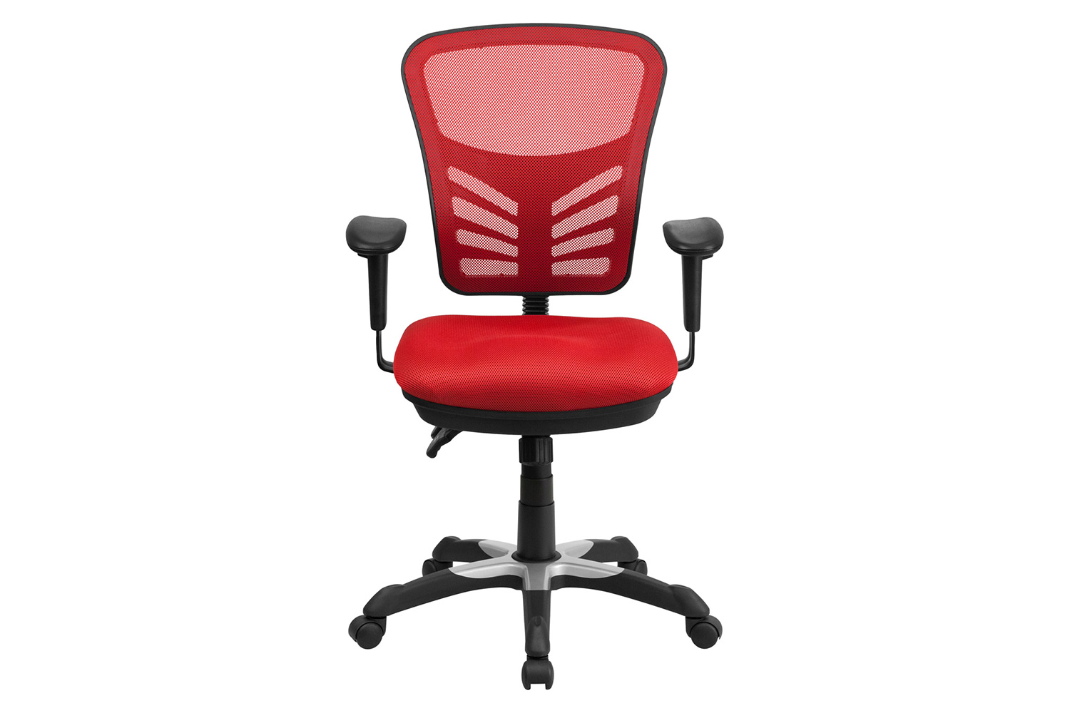 BLNK Nicholas Mid-Back Mesh Multifunction Executive Swivel Ergonomic Office Chair with Adjustable Arms - Red