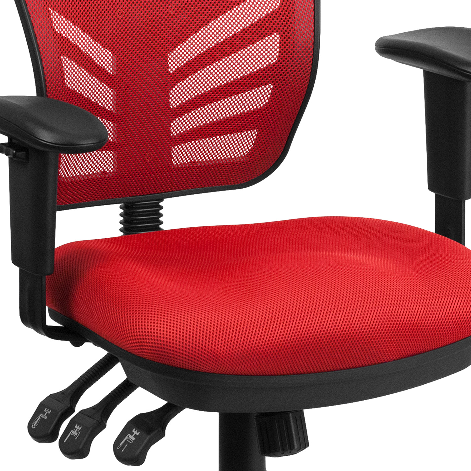 BLNK Nicholas Mid-Back Mesh Multifunction Executive Swivel Ergonomic Office Chair with Adjustable Arms - Red