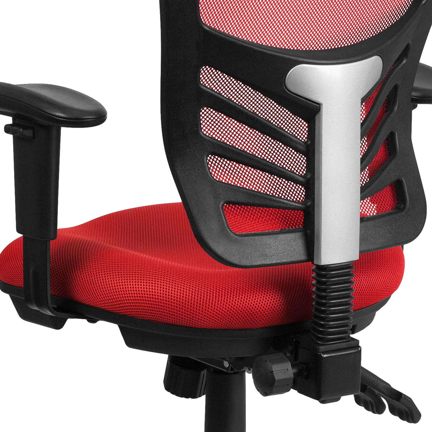 BLNK Nicholas Mid-Back Mesh Multifunction Executive Swivel Ergonomic Office Chair with Adjustable Arms - Red