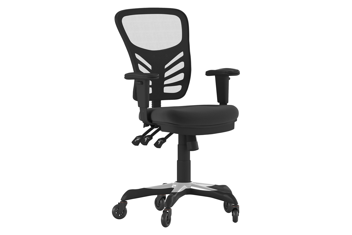 BLNK Nicholas Mid-Back Mesh Multifunction Executive Swivel Ergonomic Office Chair with Adjustable Arms and Transparent Roller Wheels - Black