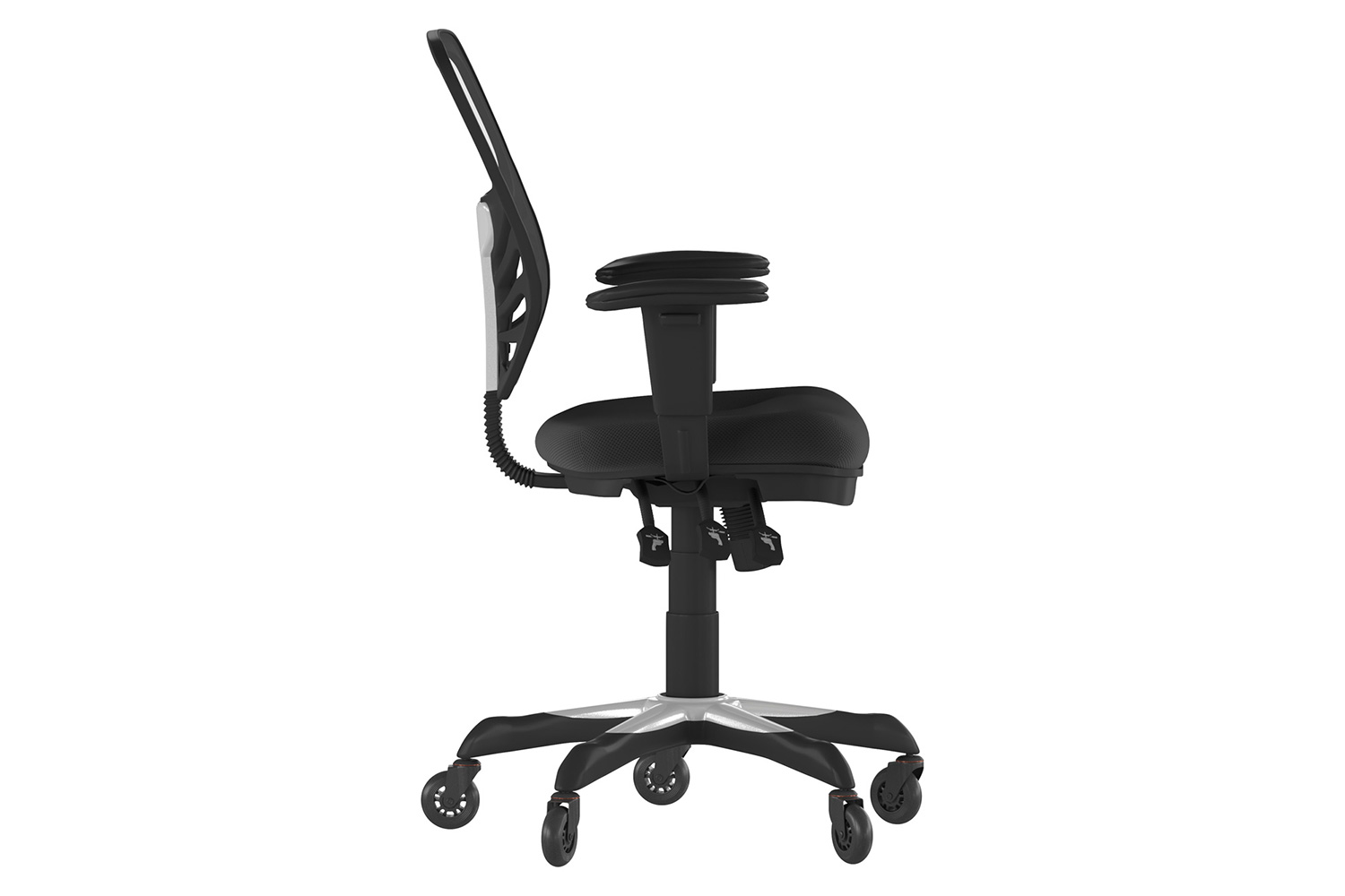 BLNK Nicholas Mid-Back Mesh Multifunction Executive Swivel Ergonomic Office Chair with Adjustable Arms and Transparent Roller Wheels - Black