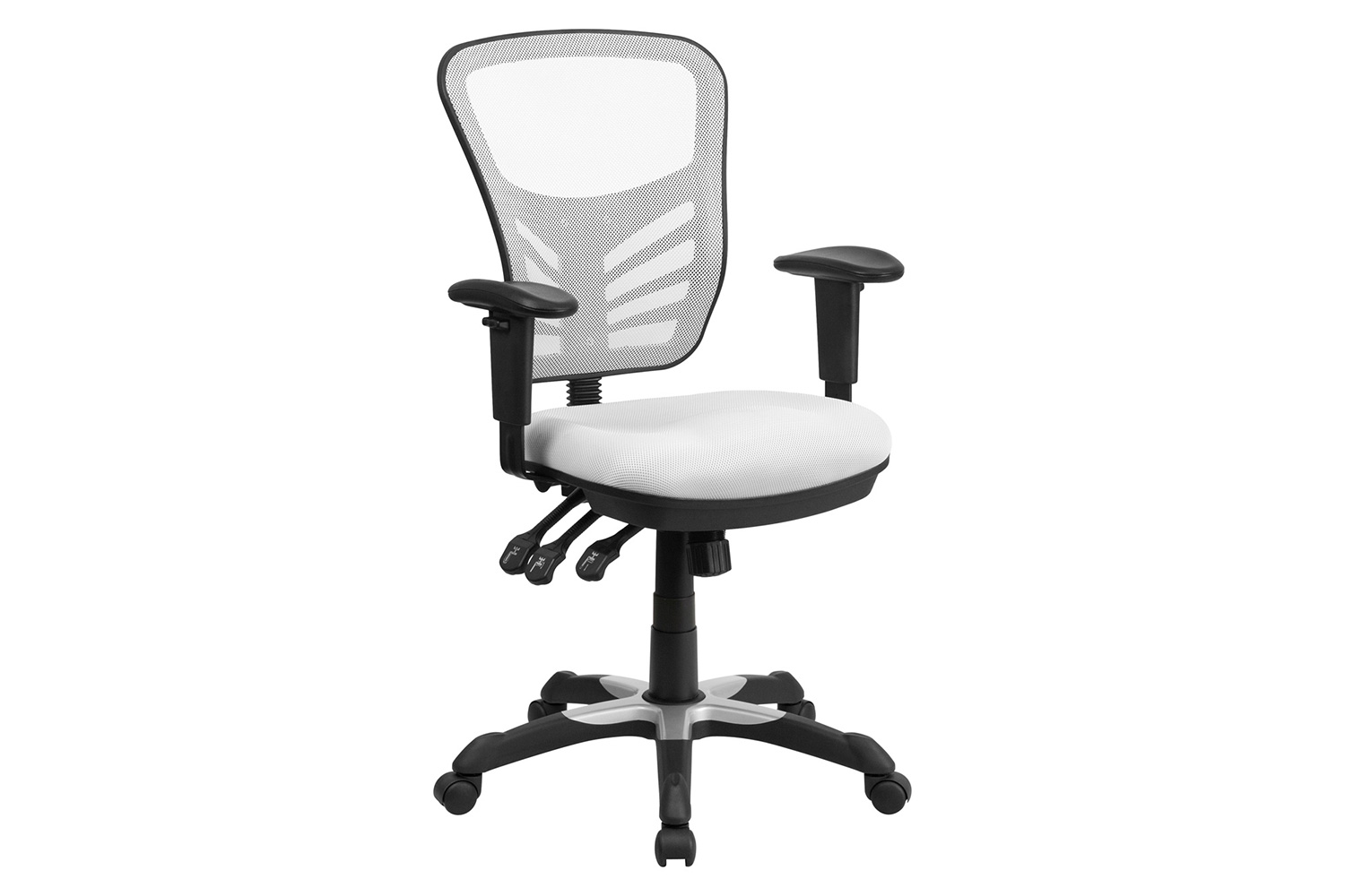 BLNK Nicholas Mid-Back Mesh Multifunction Executive Swivel Ergonomic Office Chair with Adjustable Arms - White