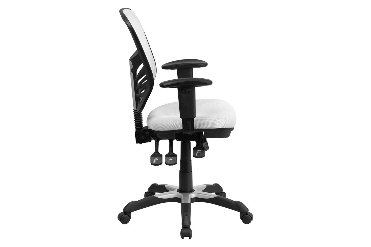 BLNK Nicholas Mid-Back Mesh Multifunction Executive Swivel Ergonomic Office Chair with Adjustable Arms - White