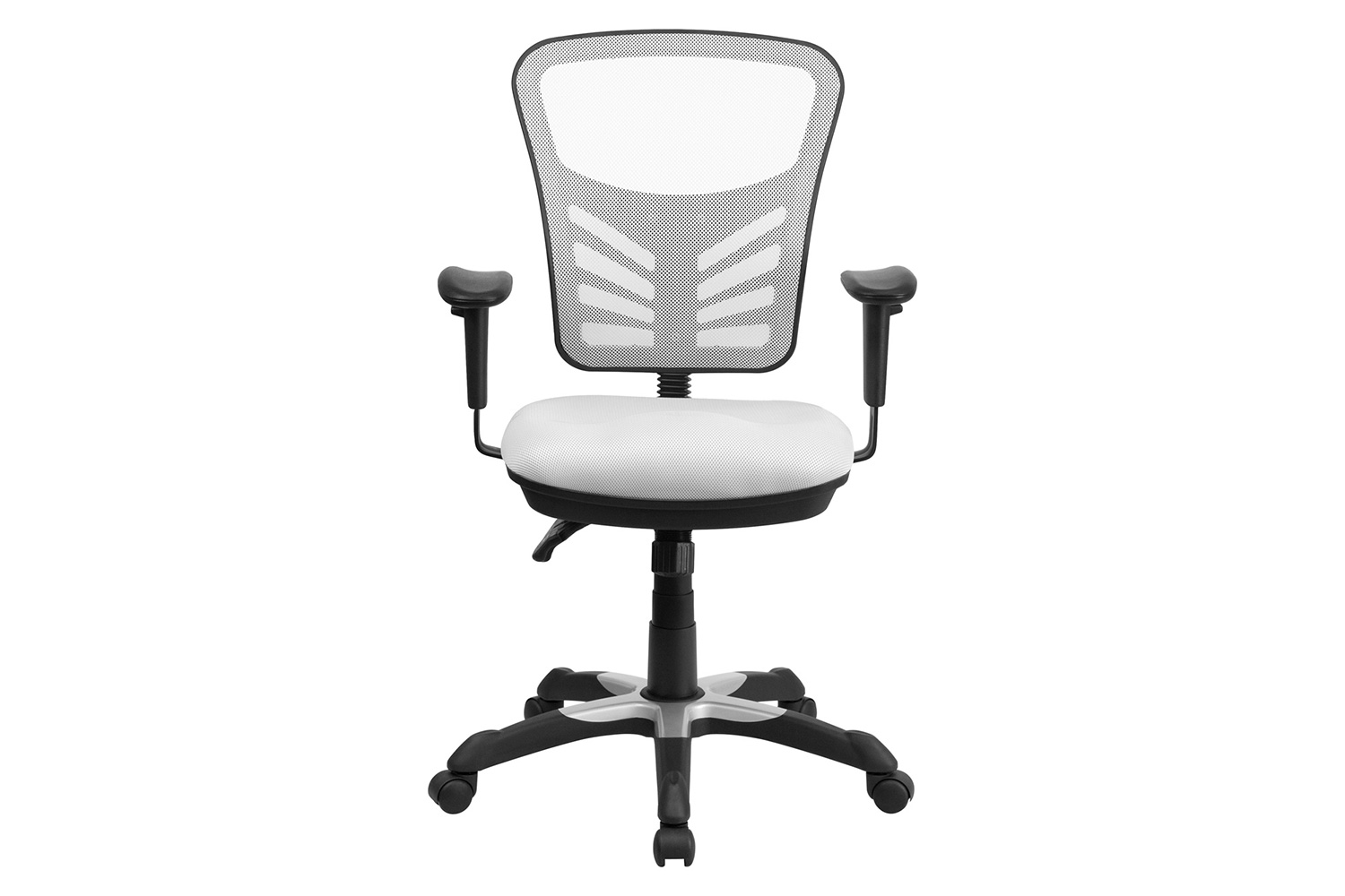 BLNK Nicholas Mid-Back Mesh Multifunction Executive Swivel Ergonomic Office Chair with Adjustable Arms - White