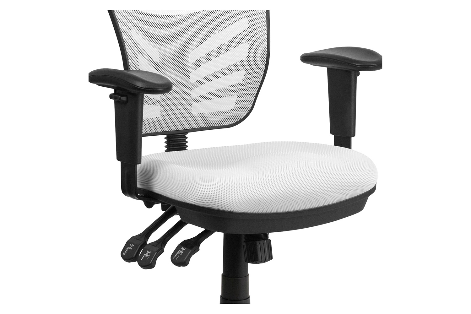 BLNK Nicholas Mid-Back Mesh Multifunction Executive Swivel Ergonomic Office Chair with Adjustable Arms - White