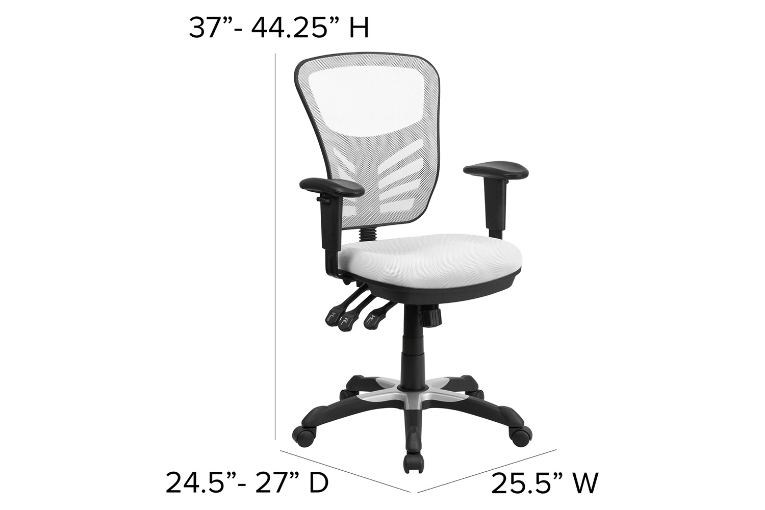 BLNK Nicholas Mid-Back Mesh Multifunction Executive Swivel Ergonomic Office Chair with Adjustable Arms - White