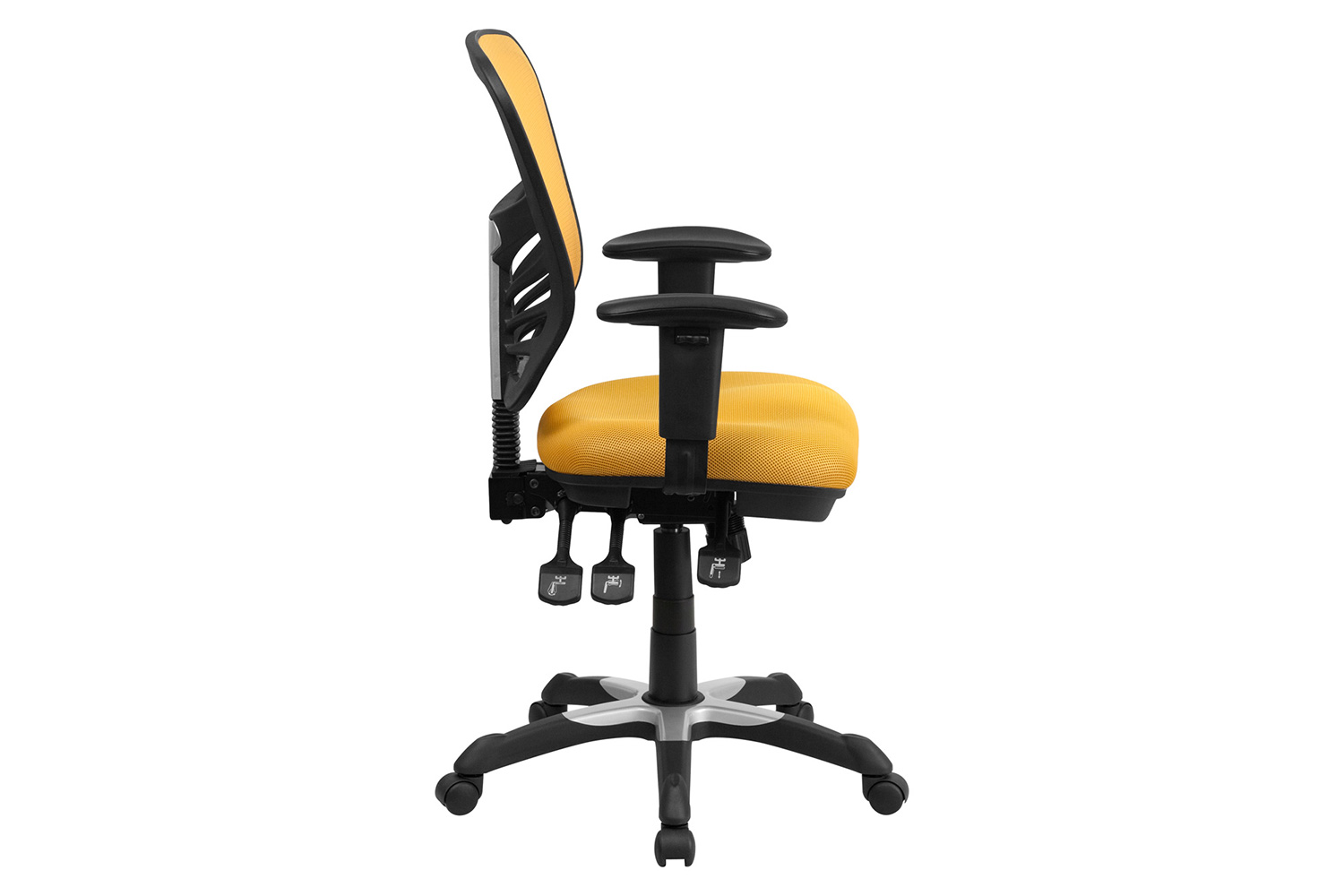 BLNK Nicholas Mid-Back Mesh Multifunction Executive Swivel Ergonomic Office Chair with Adjustable Arms - Yellow/Orange