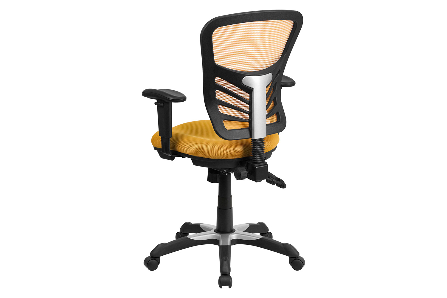 BLNK Nicholas Mid-Back Mesh Multifunction Executive Swivel Ergonomic Office Chair with Adjustable Arms - Yellow/Orange