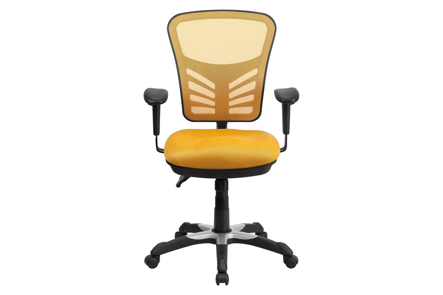 BLNK Nicholas Mid-Back Mesh Multifunction Executive Swivel Ergonomic Office Chair with Adjustable Arms - Yellow/Orange