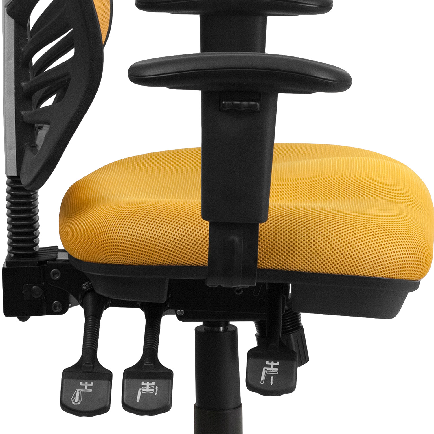 BLNK Nicholas Mid-Back Mesh Multifunction Executive Swivel Ergonomic Office Chair with Adjustable Arms - Yellow/Orange