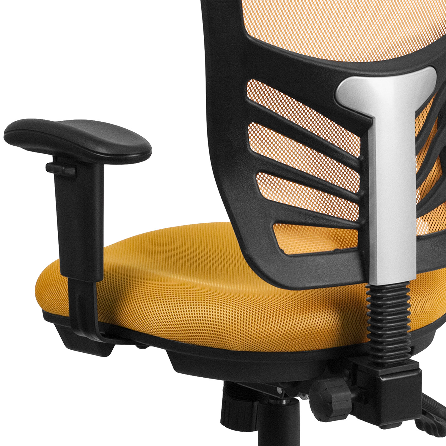 BLNK Nicholas Mid-Back Mesh Multifunction Executive Swivel Ergonomic Office Chair with Adjustable Arms - Yellow/Orange