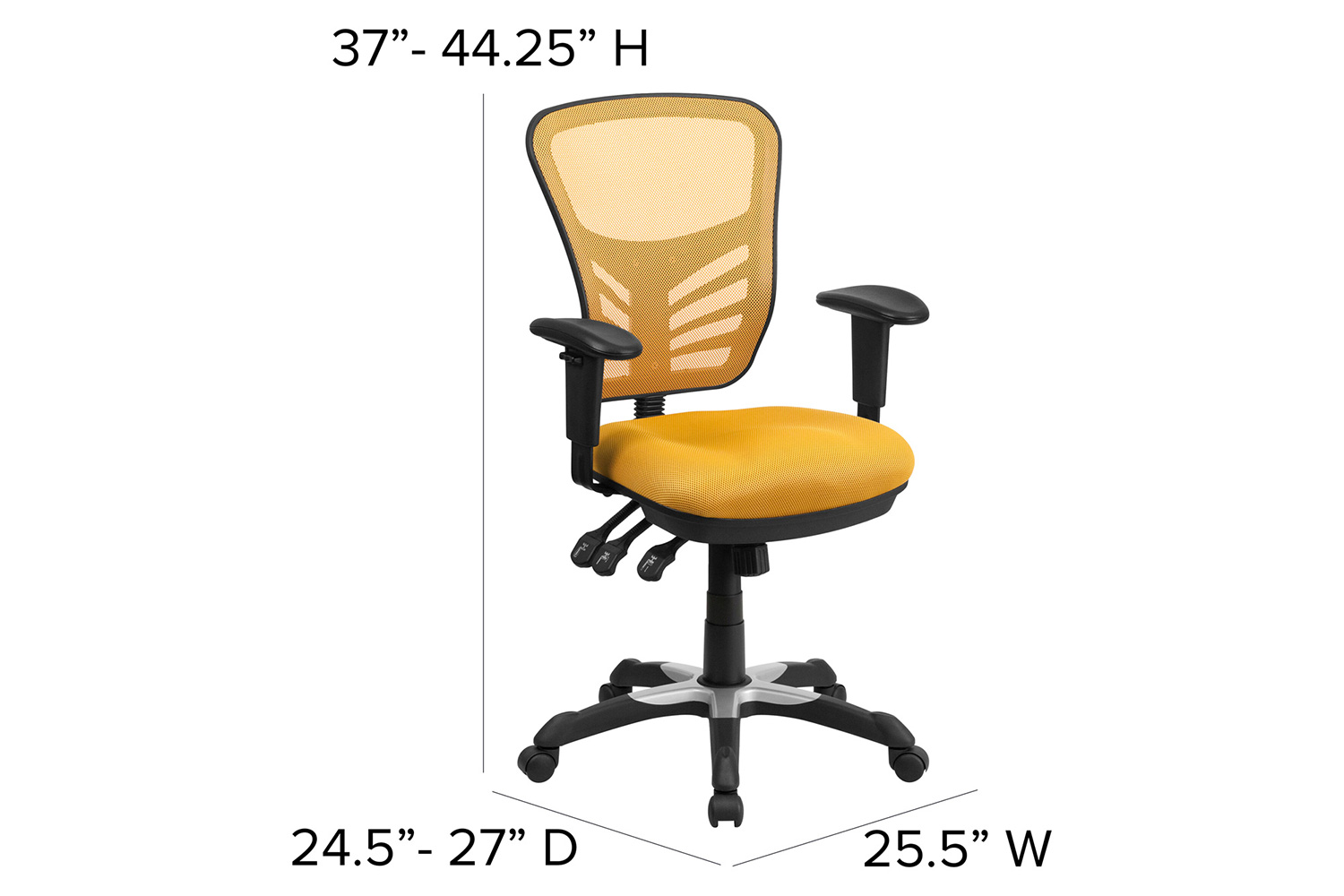 BLNK Nicholas Mid-Back Mesh Multifunction Executive Swivel Ergonomic Office Chair with Adjustable Arms - Yellow/Orange