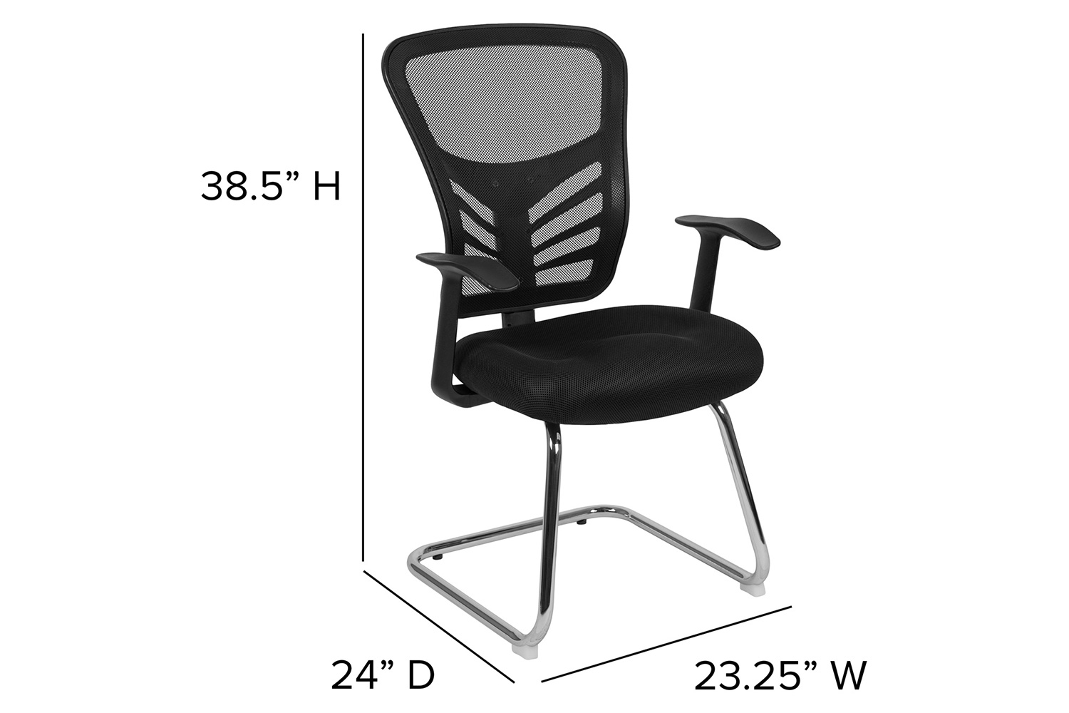 BLNK - Steve Mesh Side Reception Chair with Chrome Sled Base