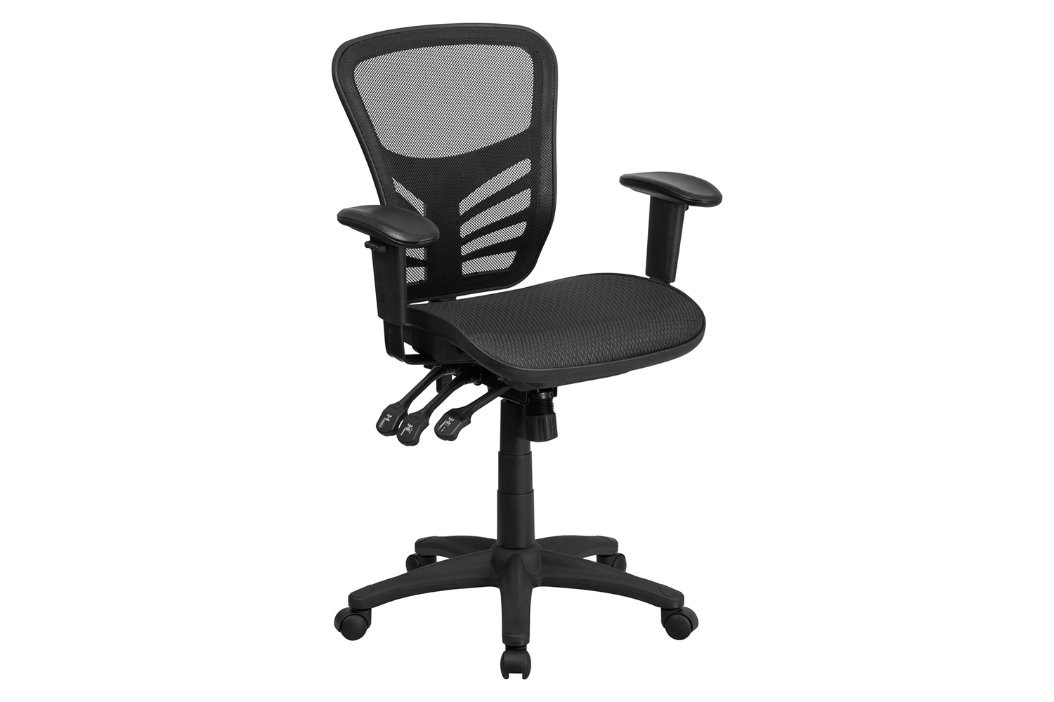 BLNK Nicholas Mid-Back Mesh Multifunction Executive Swivel Ergonomic Office Chair with Adjustable Arms - Transparent Black