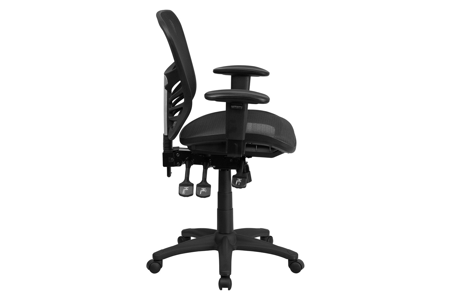 BLNK Nicholas Mid-Back Mesh Multifunction Executive Swivel Ergonomic Office Chair with Adjustable Arms - Transparent Black