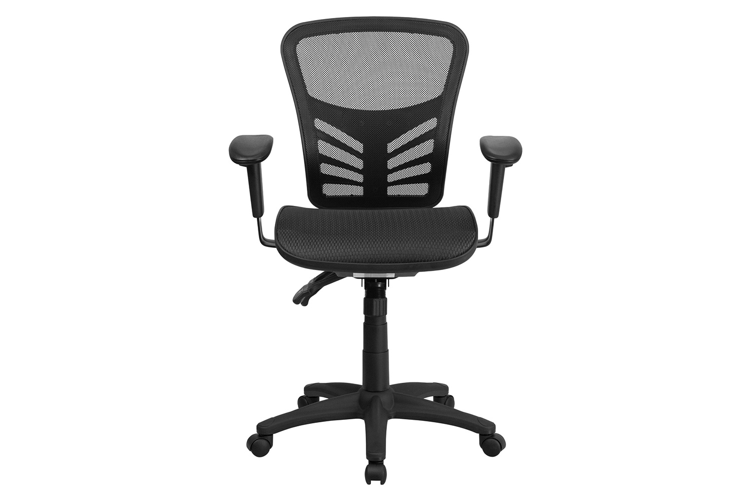 BLNK Nicholas Mid-Back Mesh Multifunction Executive Swivel Ergonomic Office Chair with Adjustable Arms - Transparent Black