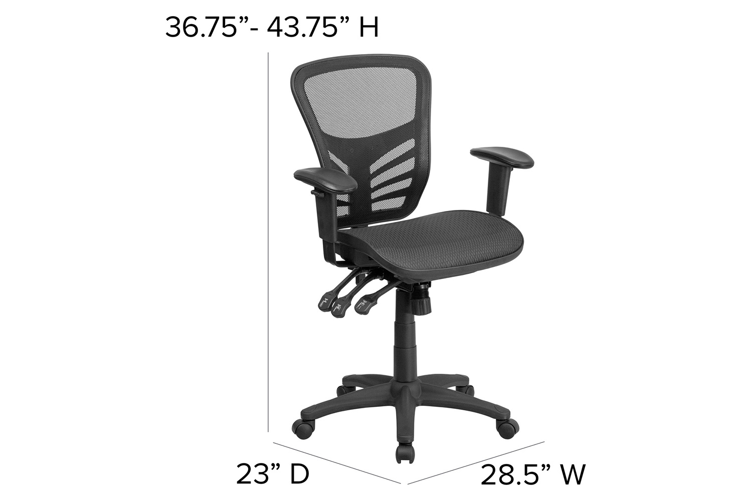 BLNK Nicholas Mid-Back Mesh Multifunction Executive Swivel Ergonomic Office Chair with Adjustable Arms - Transparent Black