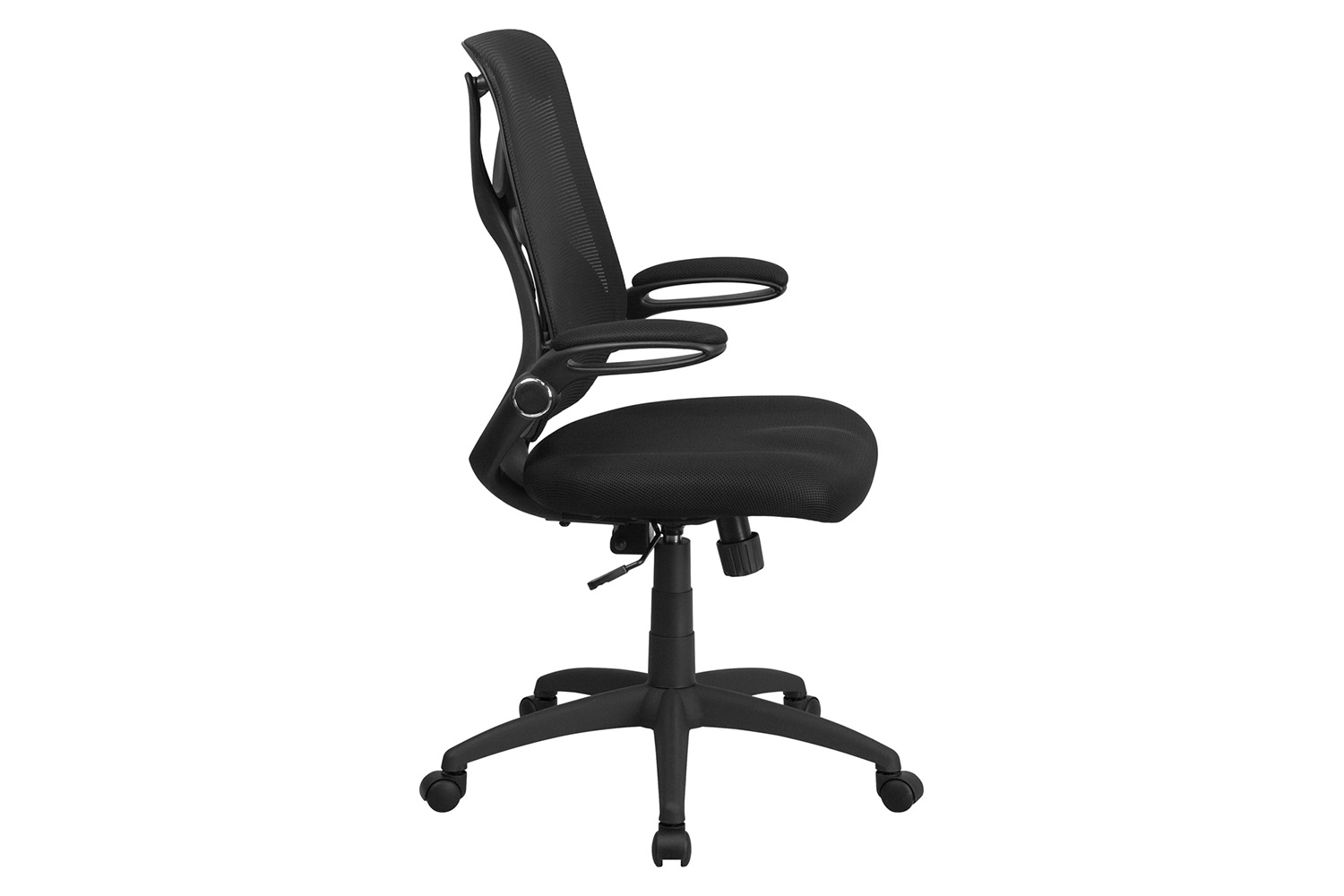 BLNK Kimble High-Back Mesh Executive Swivel Ergonomic Office Chair with Adjustable Lumbar, 2-Paddle Control and Flip-Up Arms - Black