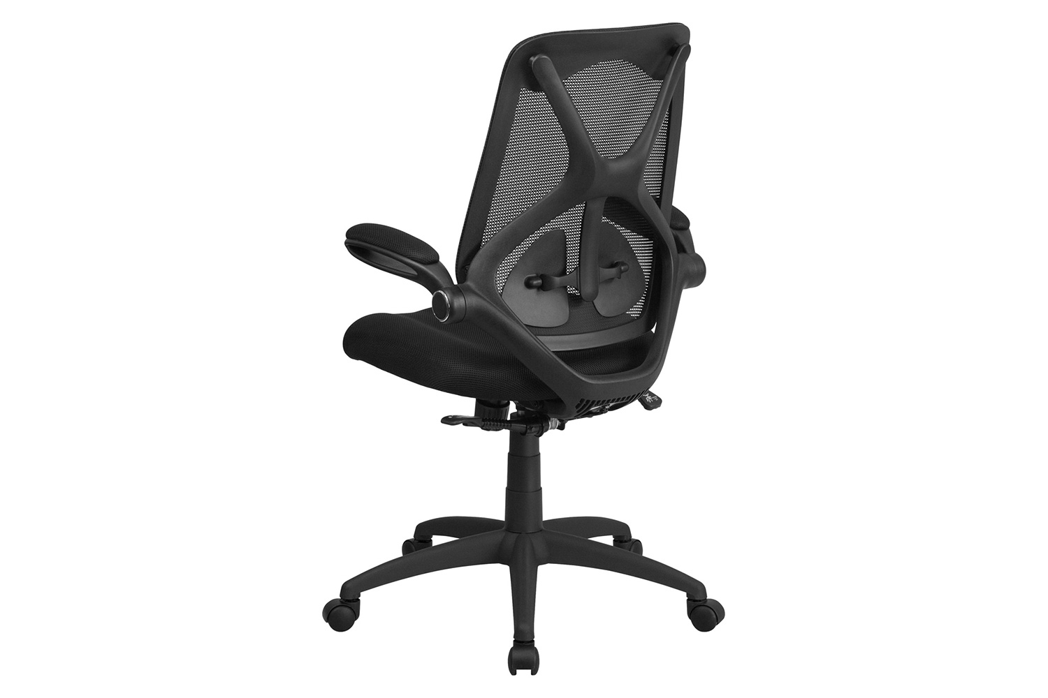 BLNK Kimble High-Back Mesh Executive Swivel Ergonomic Office Chair with Adjustable Lumbar, 2-Paddle Control and Flip-Up Arms - Black