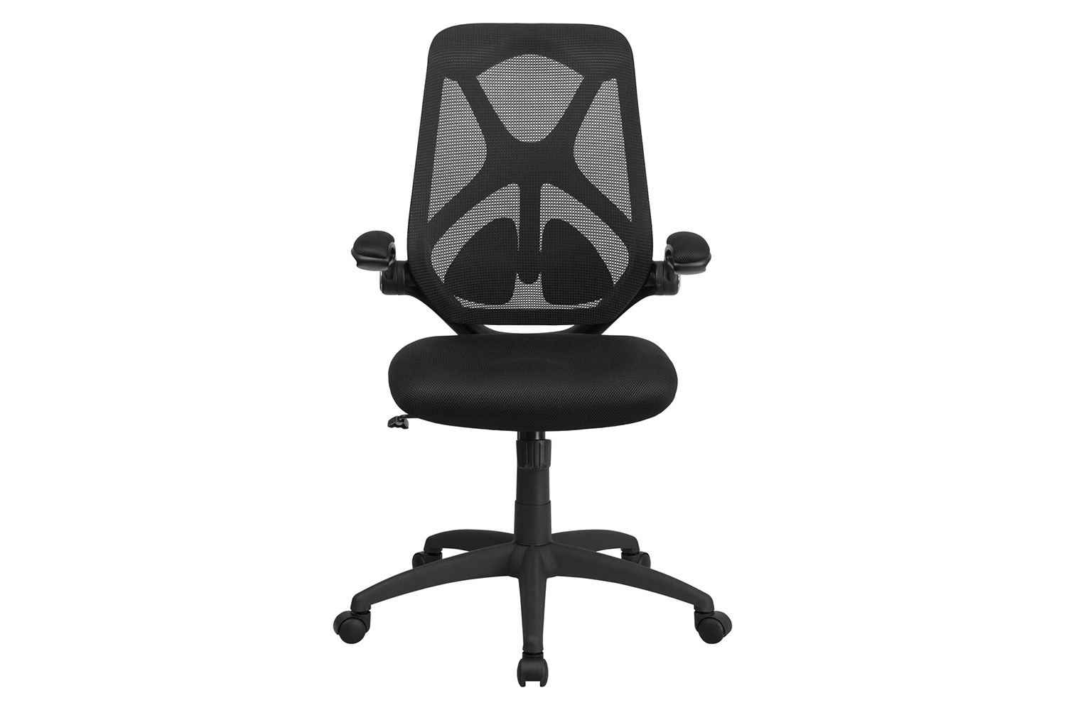 BLNK Kimble High-Back Mesh Executive Swivel Ergonomic Office Chair with Adjustable Lumbar, 2-Paddle Control and Flip-Up Arms - Black