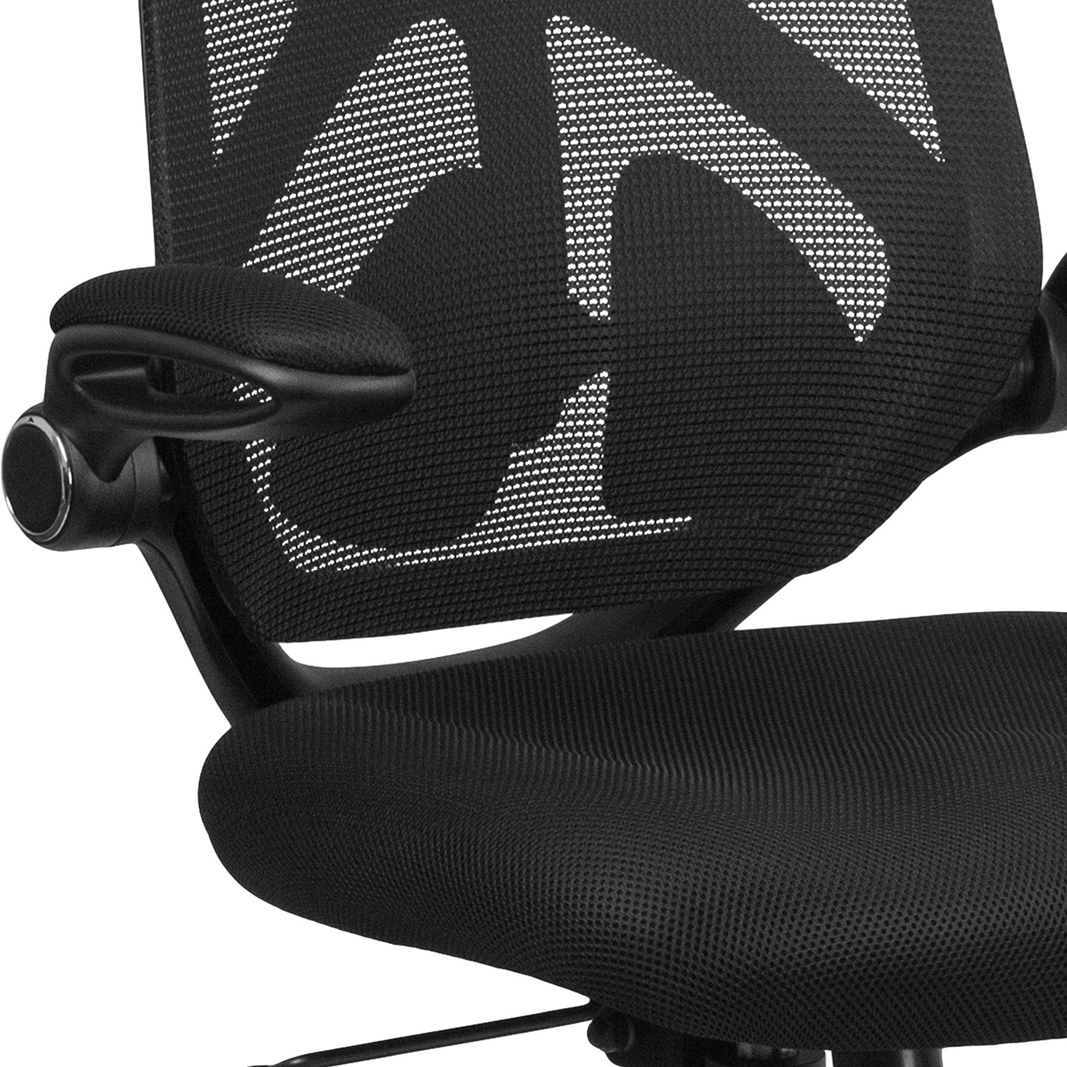 BLNK Kimble High-Back Mesh Executive Swivel Ergonomic Office Chair with Adjustable Lumbar, 2-Paddle Control and Flip-Up Arms - Black