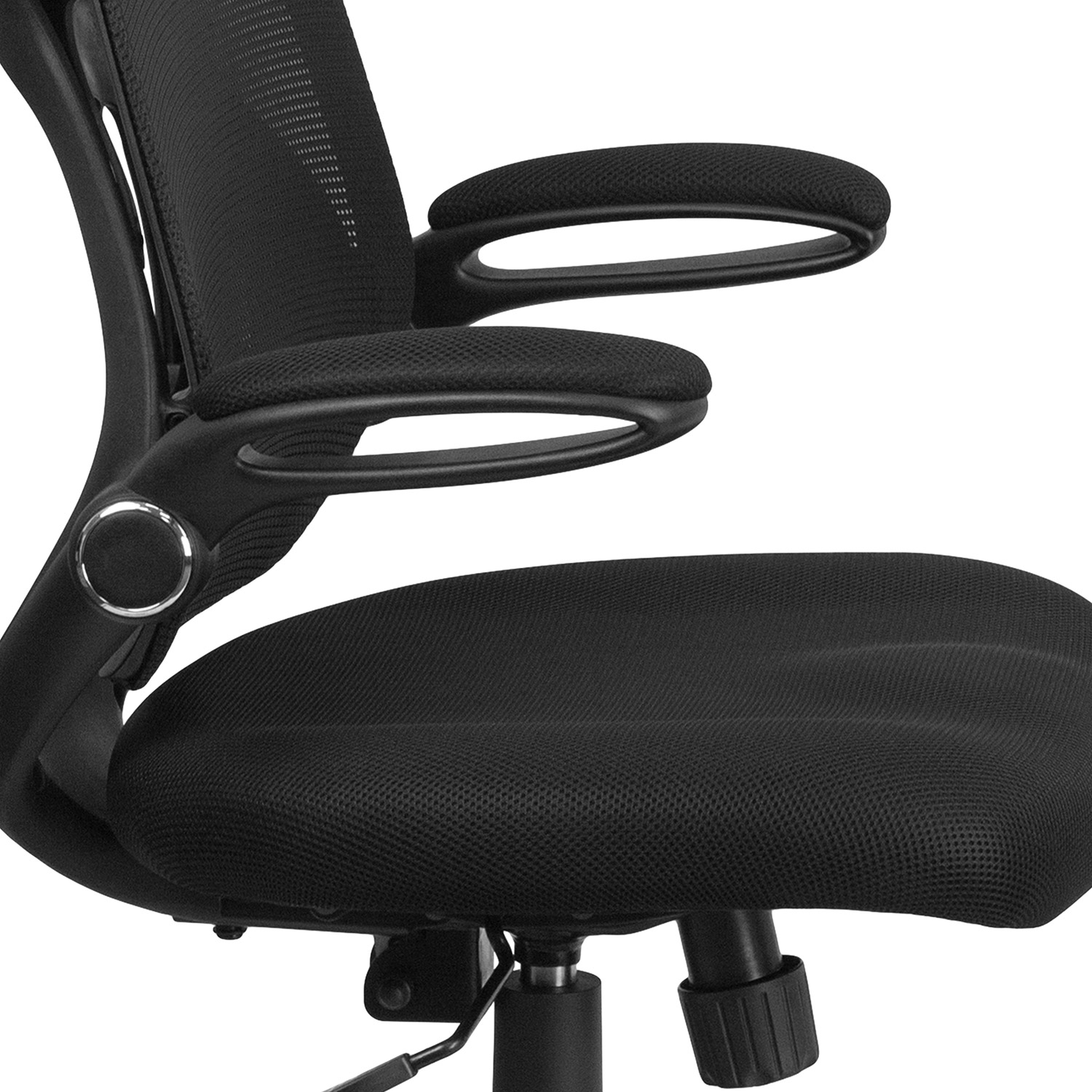 BLNK Kimble High-Back Mesh Executive Swivel Ergonomic Office Chair with Adjustable Lumbar, 2-Paddle Control and Flip-Up Arms - Black