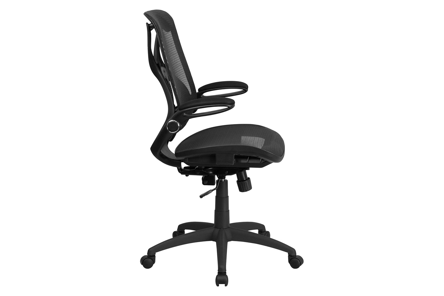 BLNK Kimble High-Back Mesh Executive Swivel Ergonomic Office Chair with Adjustable Lumbar, 2-Paddle Control and Flip-Up Arms - Transparent Black