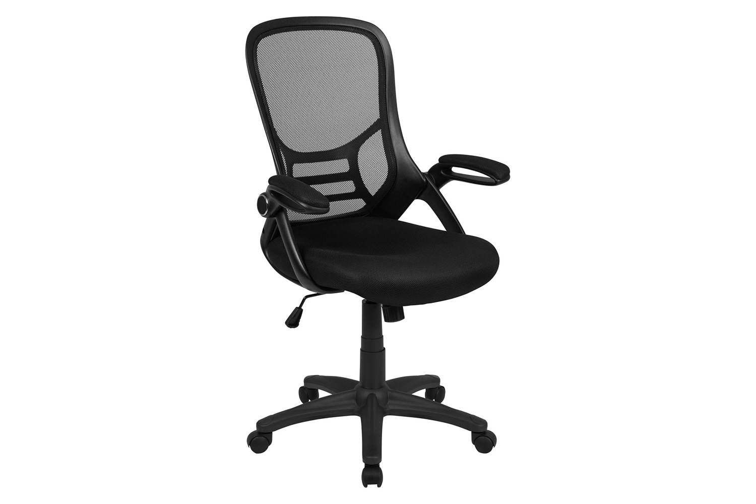 BLNK Porter High-Back Mesh Ergonomic Swivel Office Chair with Black Frame and Flip-up Arms - Black