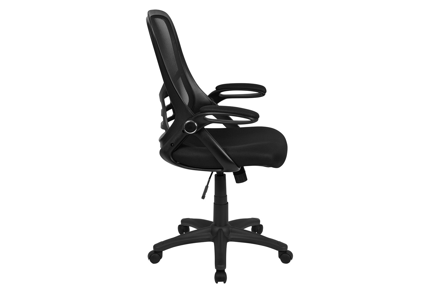 BLNK Porter High-Back Mesh Ergonomic Swivel Office Chair with Black Frame and Flip-up Arms - Black