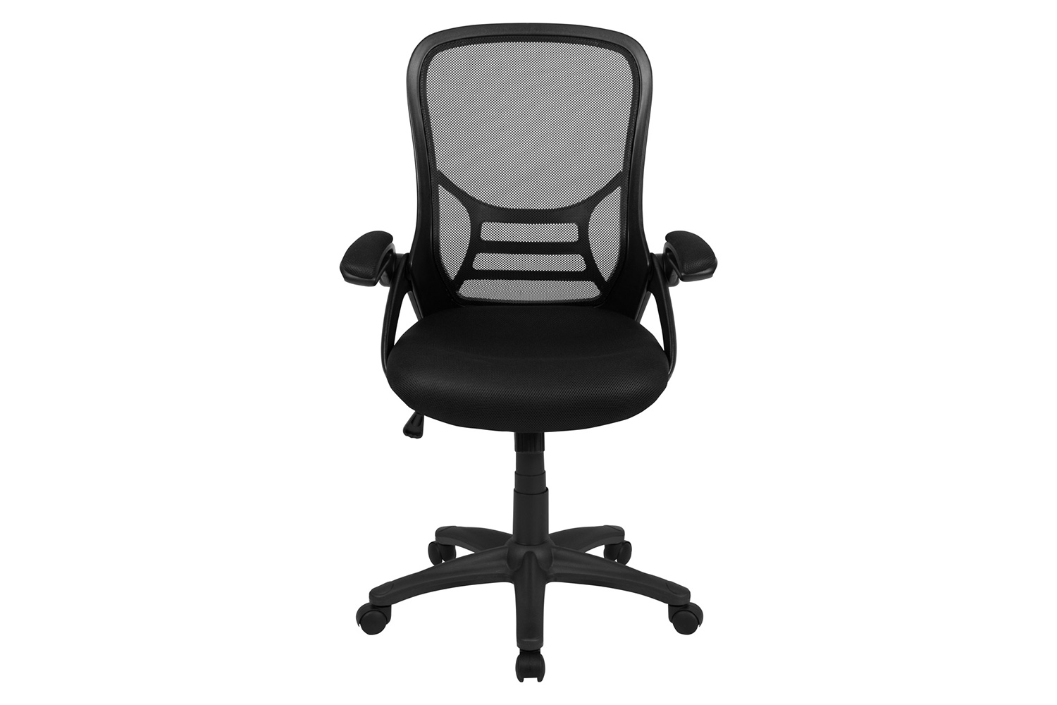 BLNK Porter High-Back Mesh Ergonomic Swivel Office Chair with Black Frame and Flip-up Arms - Black