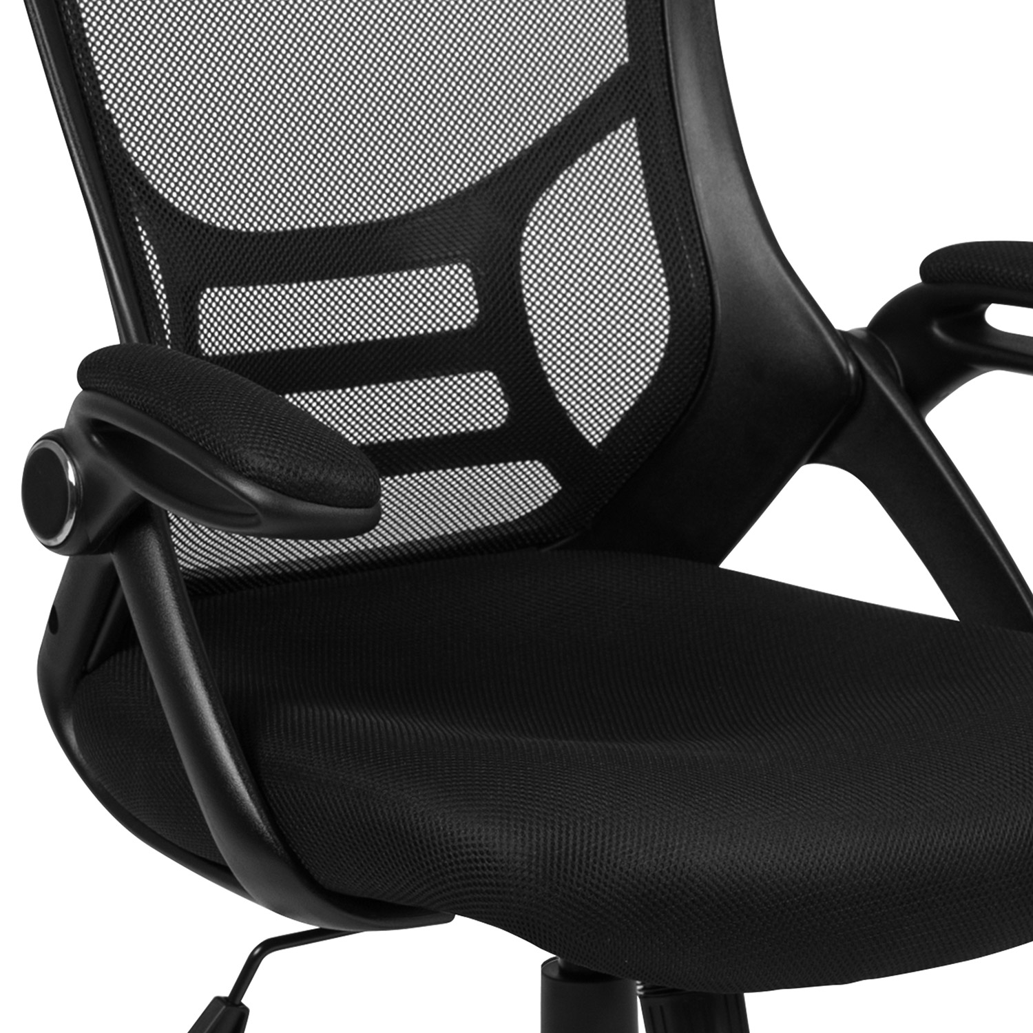 BLNK Porter High-Back Mesh Ergonomic Swivel Office Chair with Black Frame and Flip-up Arms - Black