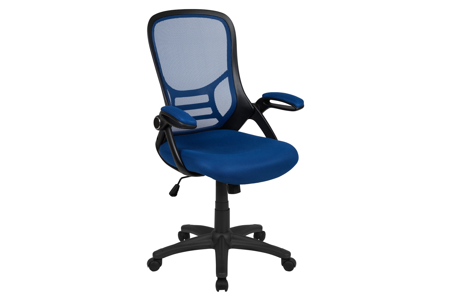 BLNK Porter High Back Blue Mesh Ergonomic Swivel Office Chair with Black Frame and Flip-up Arms