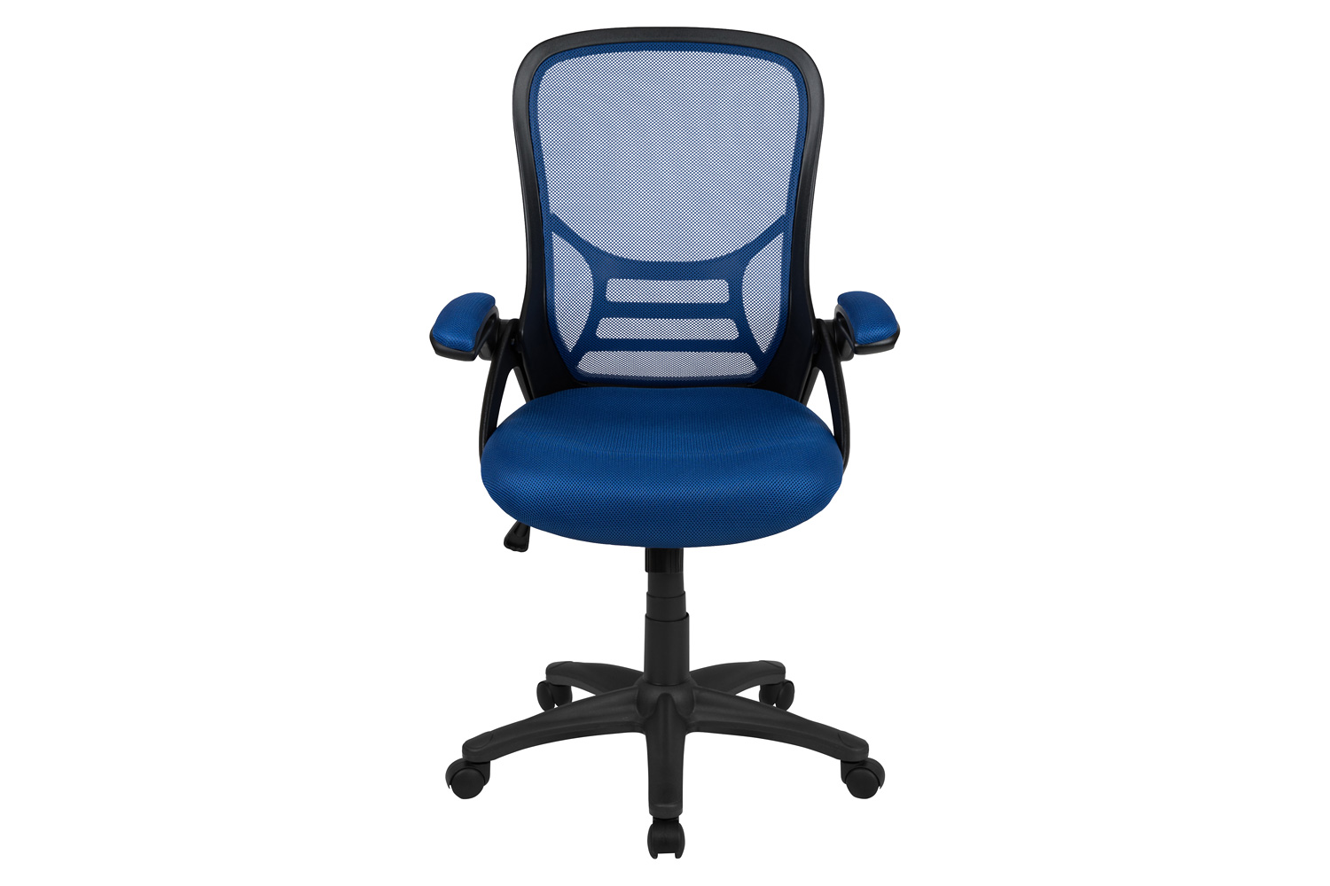 BLNK Porter High Back Blue Mesh Ergonomic Swivel Office Chair with Black Frame and Flip-up Arms