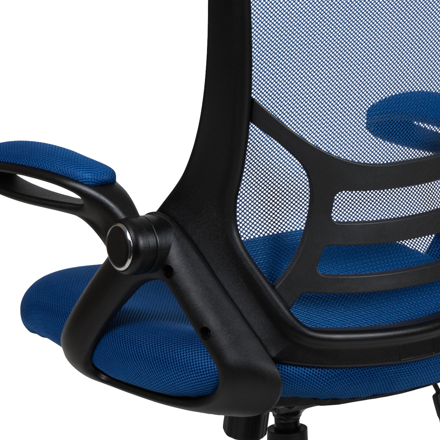 BLNK Porter High Back Blue Mesh Ergonomic Swivel Office Chair with Black Frame and Flip-up Arms