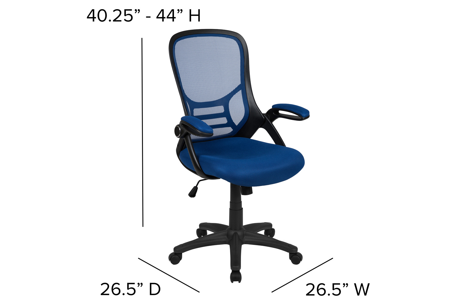 BLNK Porter High Back Blue Mesh Ergonomic Swivel Office Chair with Black Frame and Flip-up Arms