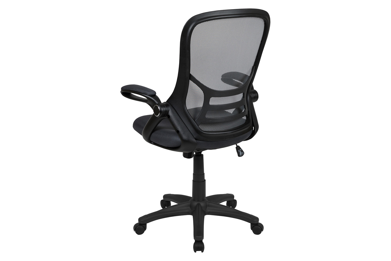 BLNK Porter High-Back Mesh Ergonomic Swivel Office Chair with Black Frame and Flip-up Arms - Dark Gray