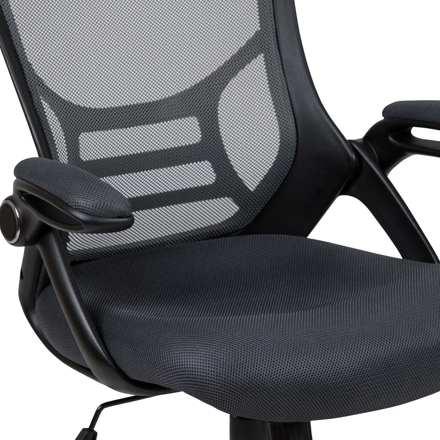 BLNK Porter High-Back Mesh Ergonomic Swivel Office Chair with Black Frame and Flip-up Arms - Dark Gray