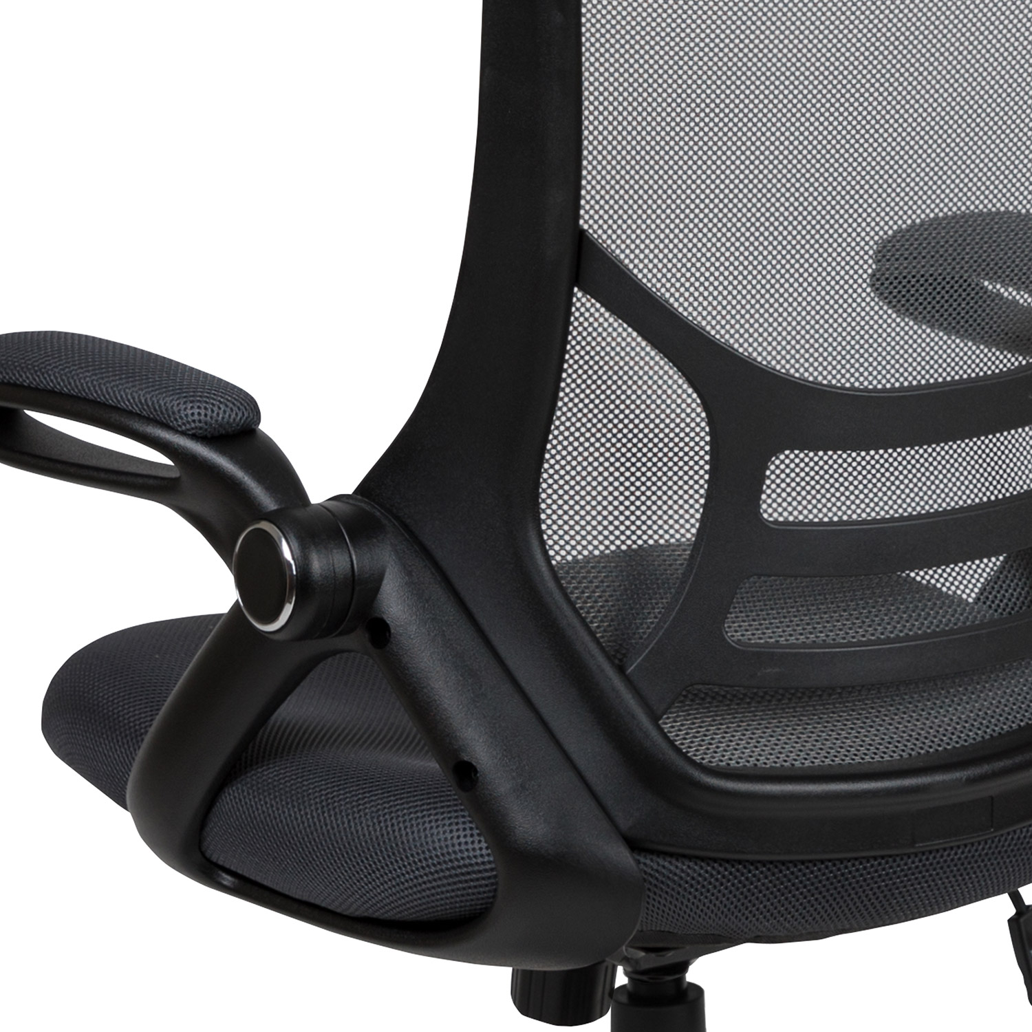 BLNK Porter High-Back Mesh Ergonomic Swivel Office Chair with Black Frame and Flip-up Arms - Dark Gray