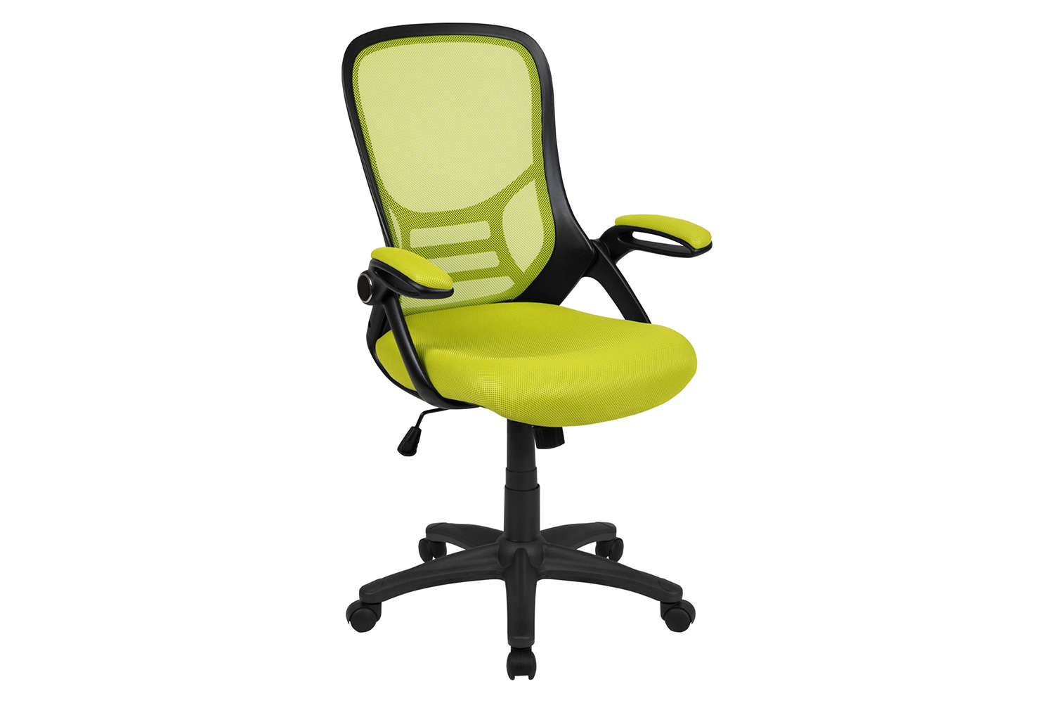 BLNK Porter High-Back Mesh Ergonomic Swivel Office Chair with Black Frame and Flip-up Arms - Green