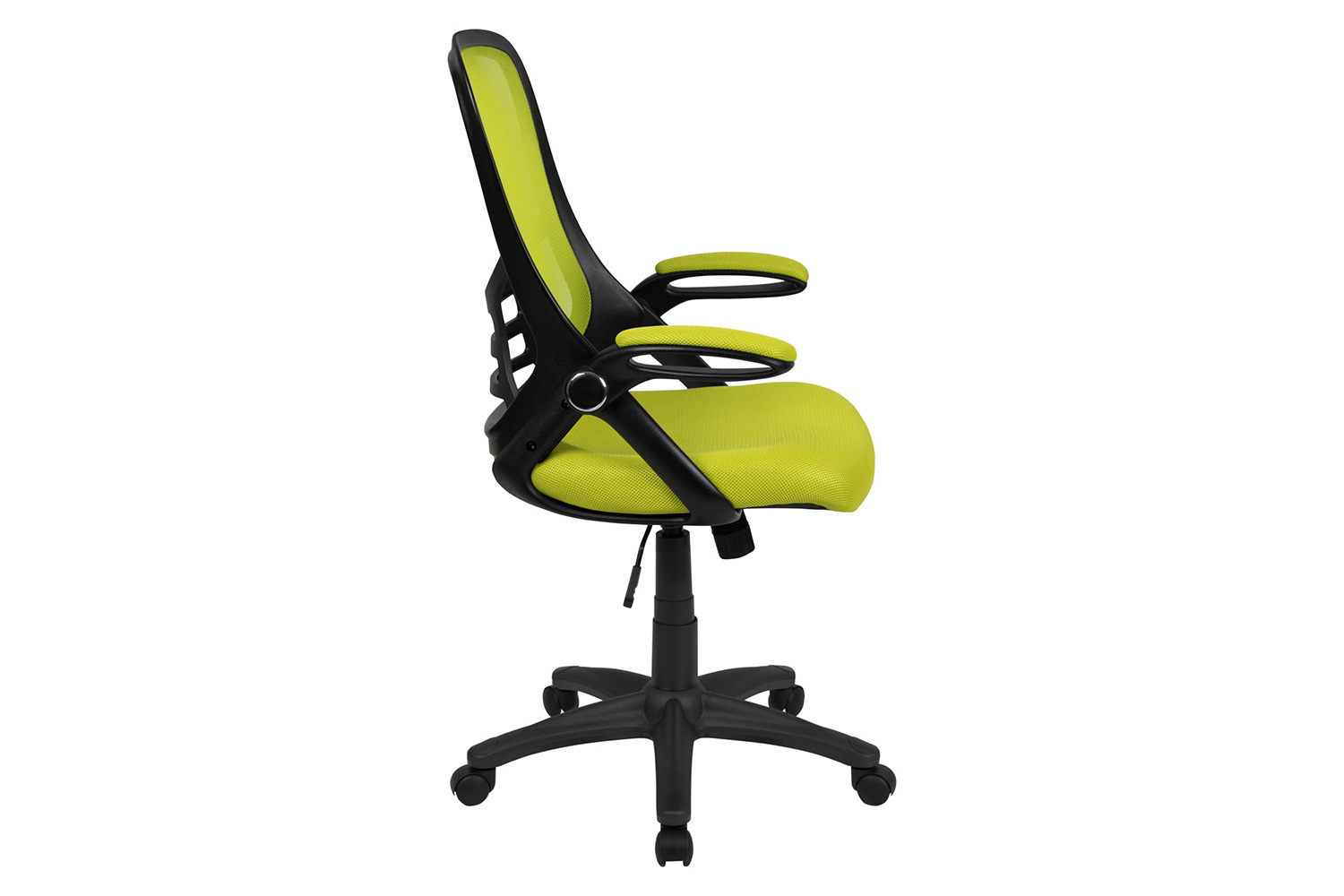 BLNK Porter High-Back Mesh Ergonomic Swivel Office Chair with Black Frame and Flip-up Arms - Green