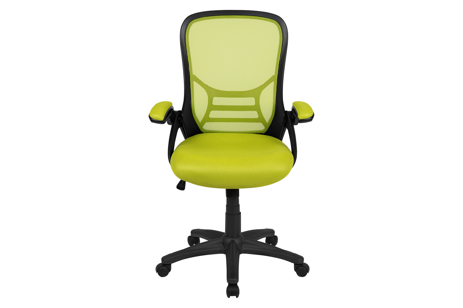 BLNK Porter High-Back Mesh Ergonomic Swivel Office Chair with Black Frame and Flip-up Arms - Green